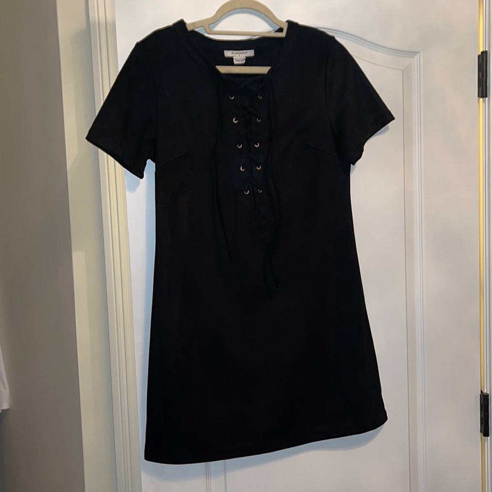 black suede lace up dress